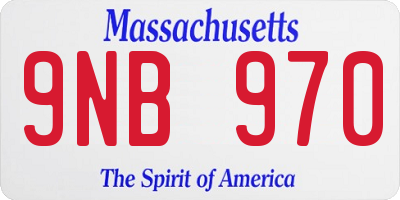 MA license plate 9NB970
