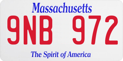 MA license plate 9NB972
