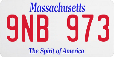 MA license plate 9NB973
