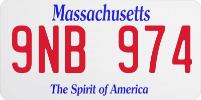 MA license plate 9NB974