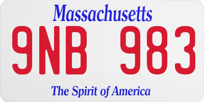 MA license plate 9NB983