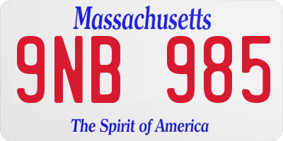 MA license plate 9NB985