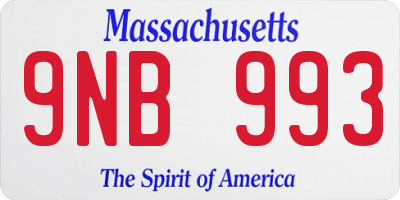 MA license plate 9NB993