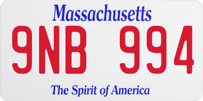 MA license plate 9NB994
