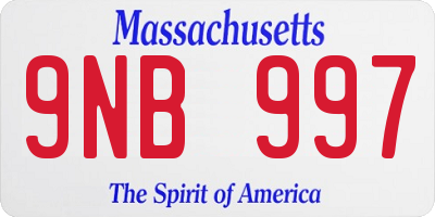MA license plate 9NB997