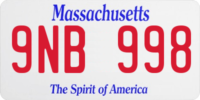 MA license plate 9NB998