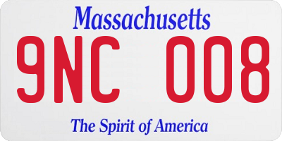 MA license plate 9NC008