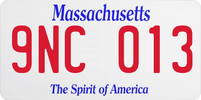 MA license plate 9NC013