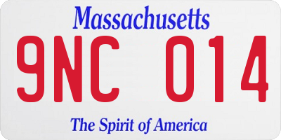 MA license plate 9NC014