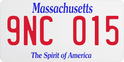 MA license plate 9NC015