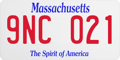MA license plate 9NC021