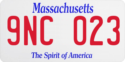 MA license plate 9NC023