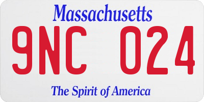 MA license plate 9NC024