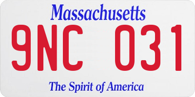 MA license plate 9NC031