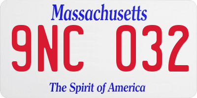 MA license plate 9NC032