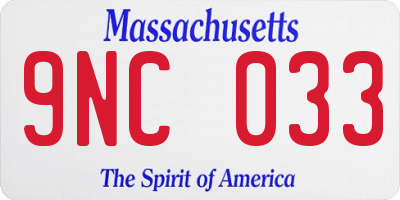 MA license plate 9NC033