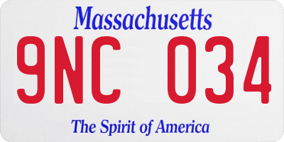 MA license plate 9NC034