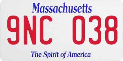 MA license plate 9NC038