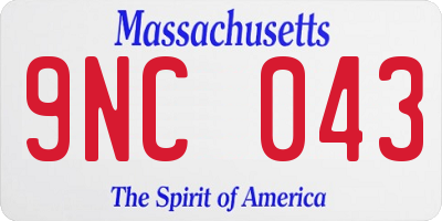 MA license plate 9NC043