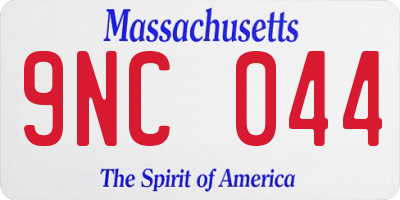 MA license plate 9NC044