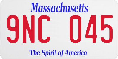 MA license plate 9NC045