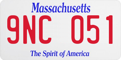 MA license plate 9NC051