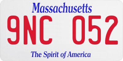MA license plate 9NC052