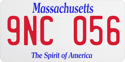 MA license plate 9NC056