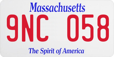 MA license plate 9NC058
