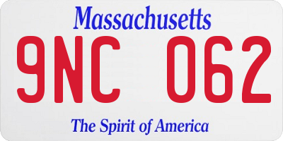 MA license plate 9NC062