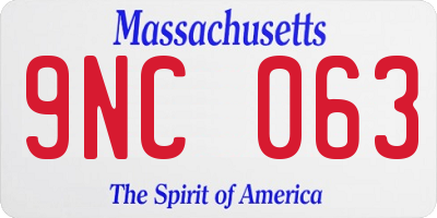 MA license plate 9NC063