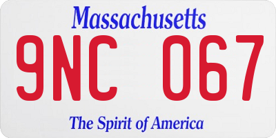 MA license plate 9NC067