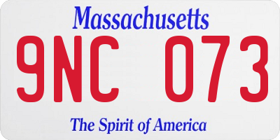 MA license plate 9NC073