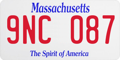 MA license plate 9NC087