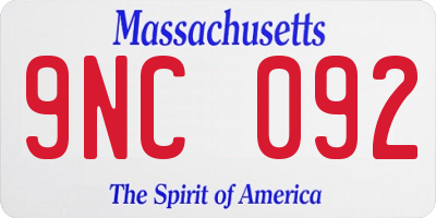 MA license plate 9NC092