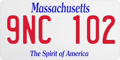 MA license plate 9NC102