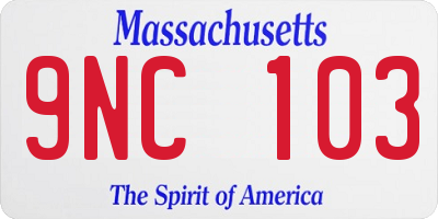 MA license plate 9NC103
