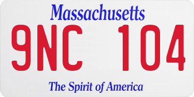 MA license plate 9NC104