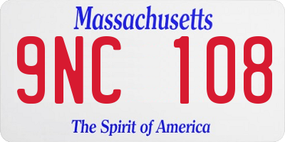 MA license plate 9NC108