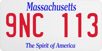 MA license plate 9NC113