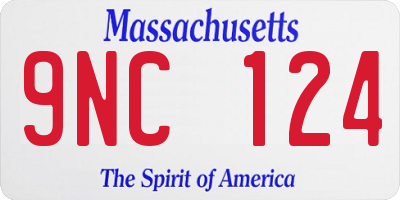 MA license plate 9NC124