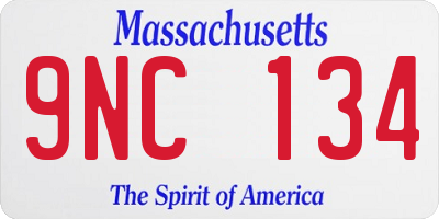 MA license plate 9NC134