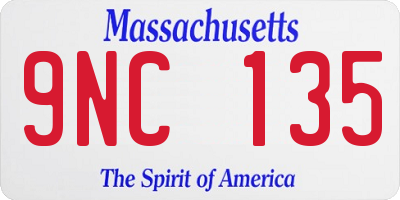 MA license plate 9NC135
