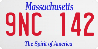 MA license plate 9NC142