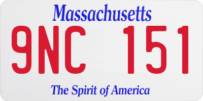 MA license plate 9NC151