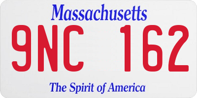 MA license plate 9NC162