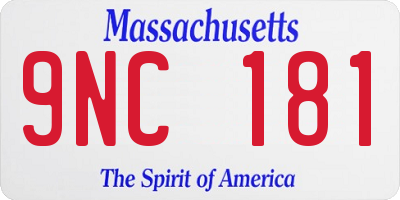 MA license plate 9NC181