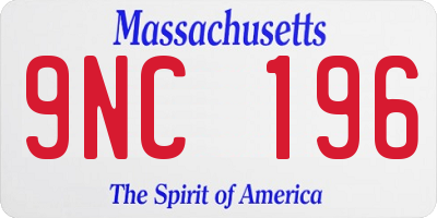 MA license plate 9NC196