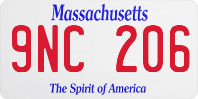 MA license plate 9NC206