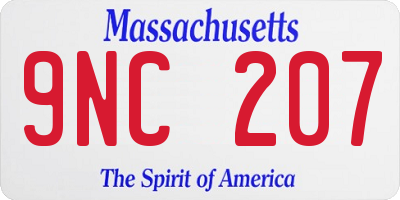 MA license plate 9NC207
